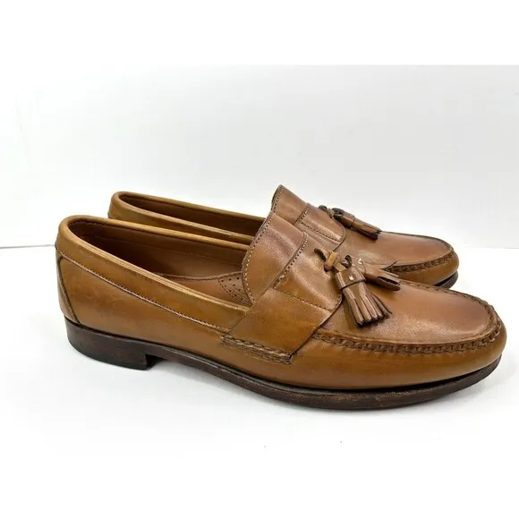 Allen Edmonds Schreier Brown Leather Tassel Slip On Loafer Shoes Men's US 12 AA