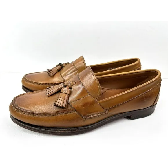 Allen Edmonds Schreier Brown Leather Tassel Slip On Loafer Shoes Men's US 12 AA