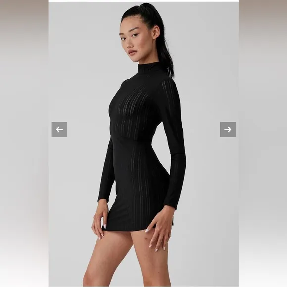 ALO Yoga Euphoria Long Sleeve Dress Medium Black NWT