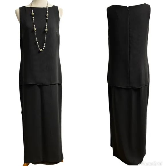 Ann Taylor Minimalist Neutral Gray Ribbed Sleeveless Tank and Maxi Skirt Set 8
