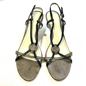 Ann Taylor Sandals with kitten heels and snake Skin