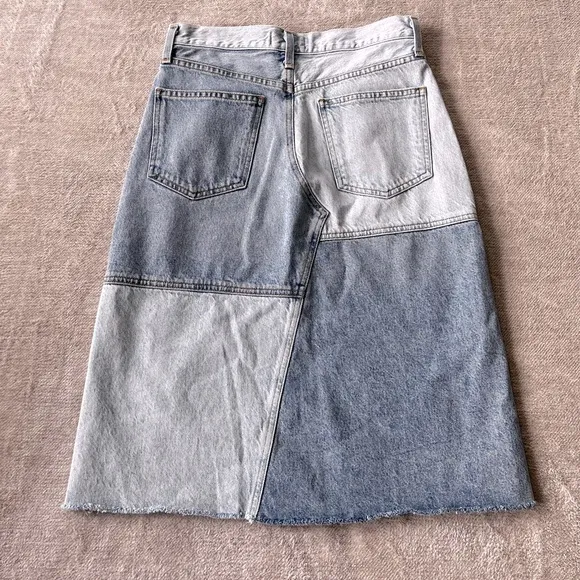 Anthropologie AGOLDE Colorblocked Denim Mini Skirt | Size 26 | Y2K Street Style