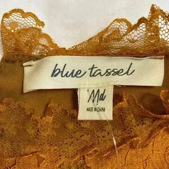 Anthropologie Blue Tassel Orange/Rust Colored, NWT Lace Dress.  Size Medium.