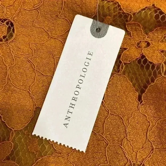 Anthropologie Blue Tassel Orange/Rust Colored, NWT Lace Dress.  Size Medium.