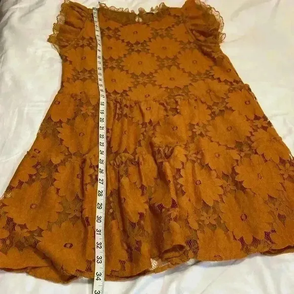 Anthropologie Blue Tassel Orange/Rust Colored, NWT Lace Dress.  Size Medium.