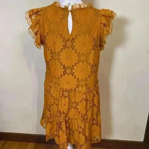 Anthropologie Blue Tassel Orange/Rust Colored, NWT Lace Dress.  Size Medium.