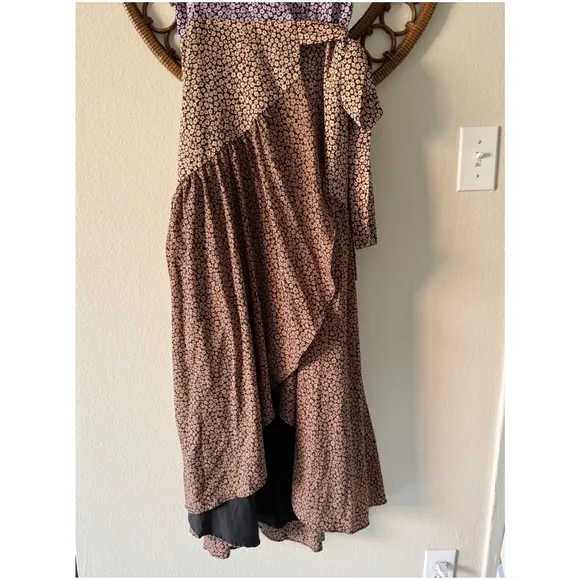Anthropologie Hutch ELMA High Low Wrap Dress in Pink/Peach/Copper Small P