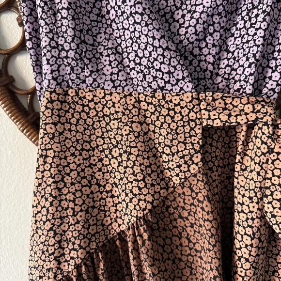Anthropologie Hutch ELMA High Low Wrap Dress in Pink/Peach/Copper Small P