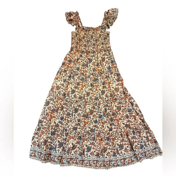 Anthropologie Love The Label Smocked Bust Tiered Bouquet Maxi Dress Size Large