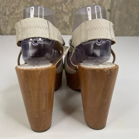 Anthropologie Miss Albright Leather Bow Wooden Heel Sandals Size 9.5