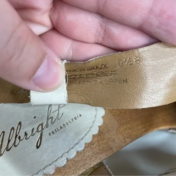 Anthropologie Miss Albright Leather Bow Wooden Heel Sandals Size 9.5