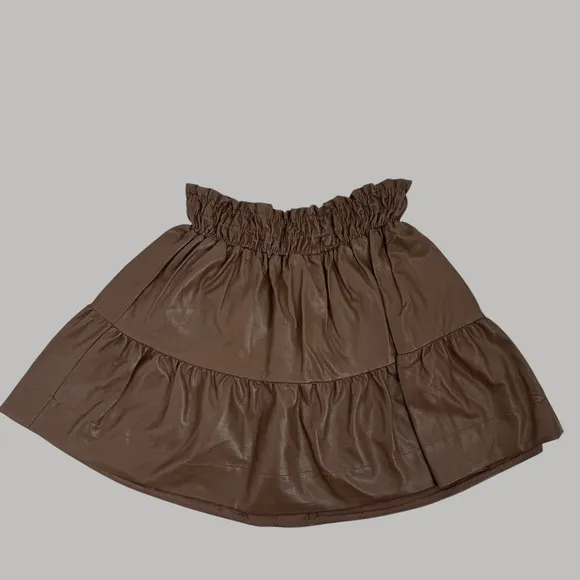 Anthropologie The Somerset Mini Skirt Faux Leather Edition Brown Size XL