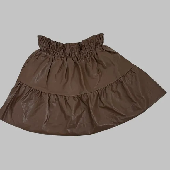 Anthropologie The Somerset Mini Skirt Faux Leather Edition Brown Size XL
