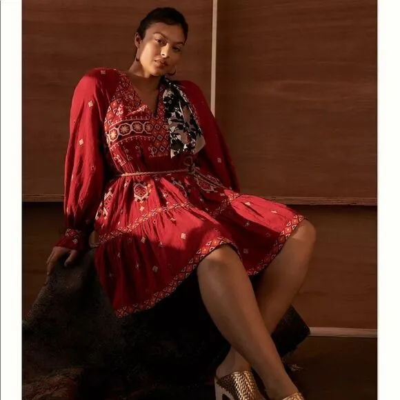 Anthropologie Niamh Embroidered Tunic Dress Size S