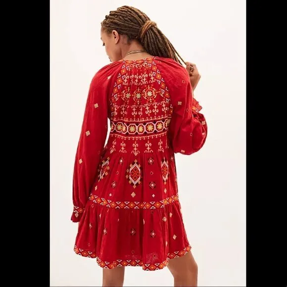Anthropologie Niamh Embroidered Tunic Dress Size S