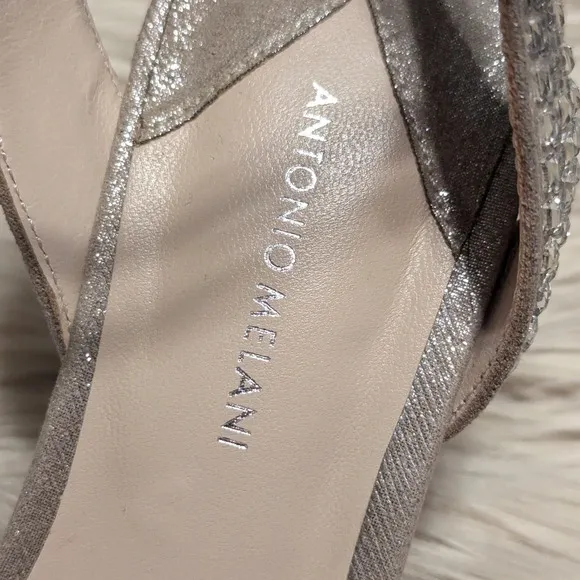 Antonio Melanie Marryanna embellished rhinestone ankle strap heels / sandals 7M