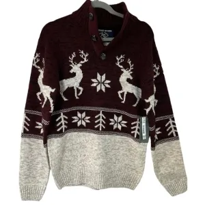 AO Amongst Others Mens M Fair Isle Deer Long Sleeve Sweater Button grand…