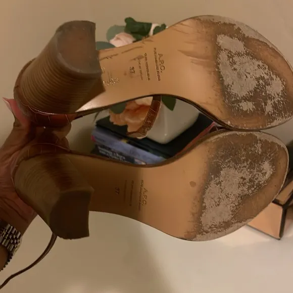 APC Brown Leather and Wooden Heels