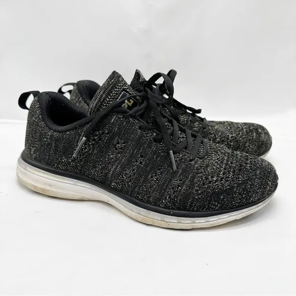 APL Womens Techloom Pro W Running Shoes Black Gold Heathered Lace Up Size 8.5