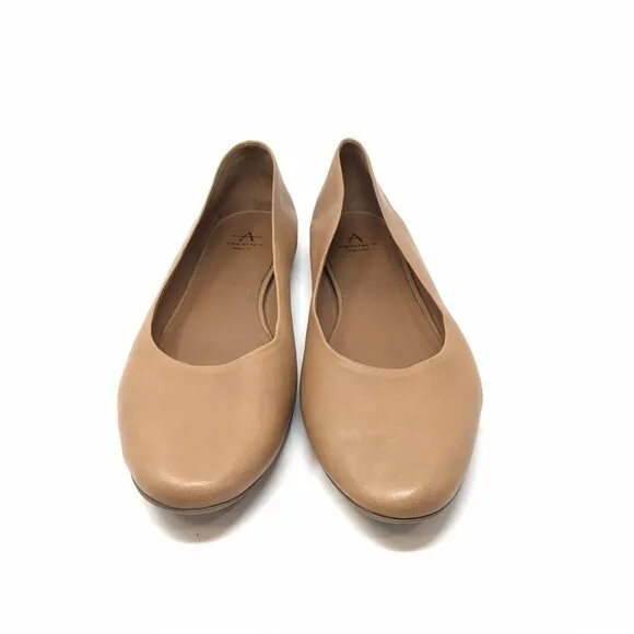 Aquatalia Brown Leather Slip on Round Toe Flats Shoes Women's Size 10.5 Italy