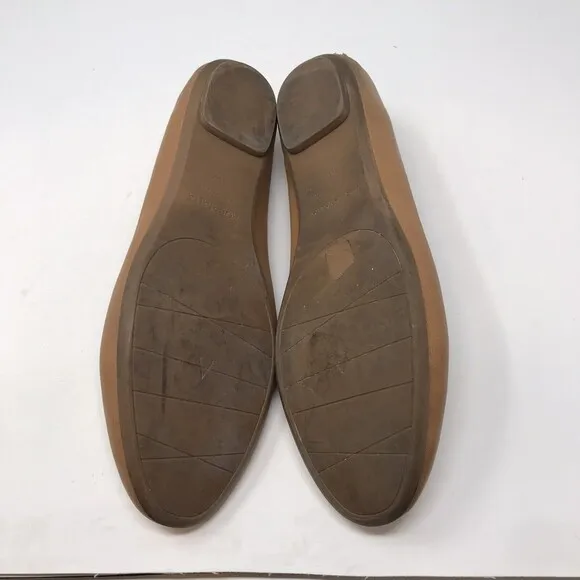Aquatalia Brown Leather Slip on Round Toe Flats Shoes Women's Size 10.5 Italy