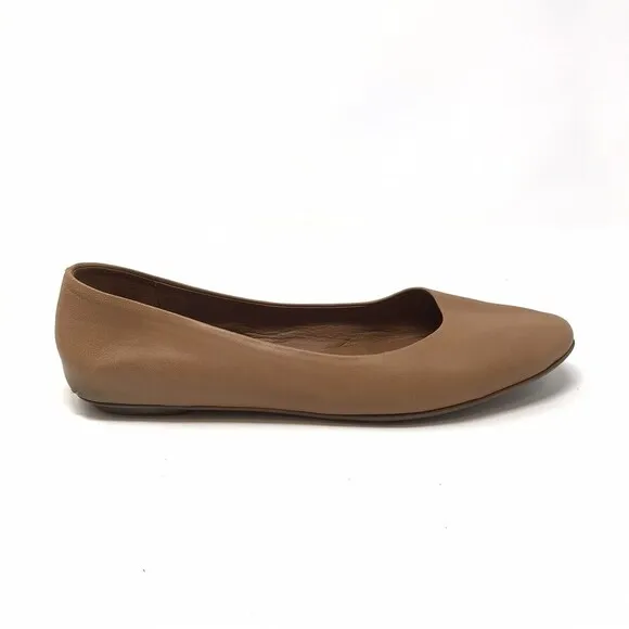 Aquatalia Brown Leather Slip on Round Toe Flats Shoes Women's Size 10.5 Italy
