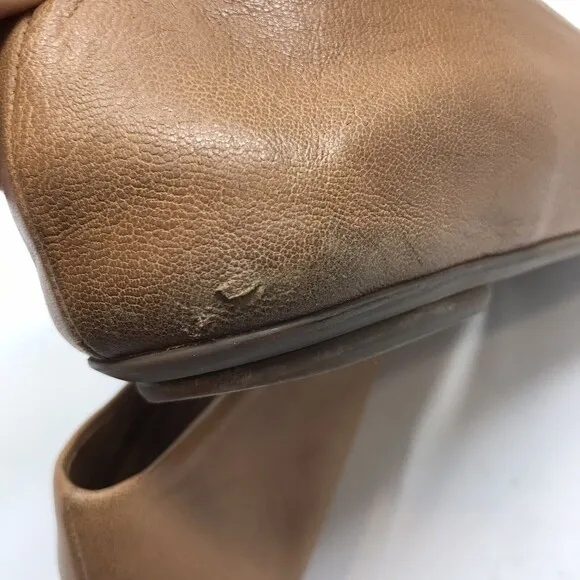 Aquatalia Brown Leather Slip on Round Toe Flats Shoes Women's Size 10.5 Italy