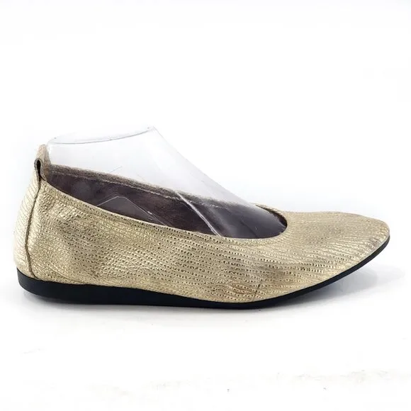 ARCHE Women's Gold Textured Leather Laius Slip-On Ballet Flats