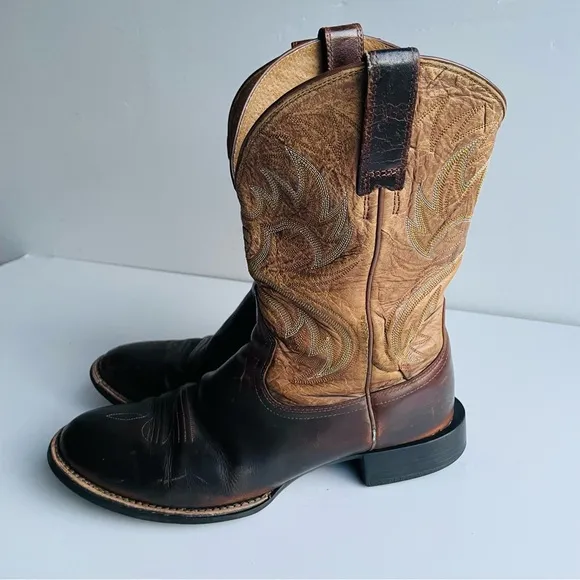ARIAT 10010287 Leather Heritage Crepe Brown Cowboy Western Boots Size 9.5 D