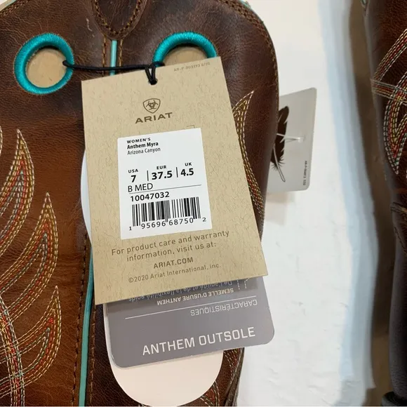 Ariat Anthem Myra Western Boots Brown Womens 7 New
