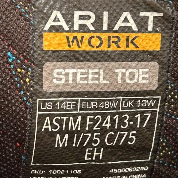 Ariat men 14 steel toe cowboy work boots