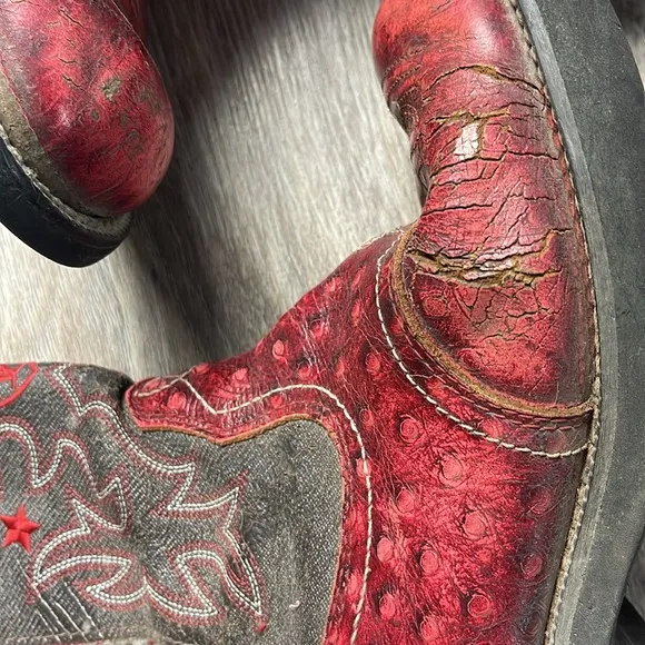 Ariat Red and Gray Cowboy Boots