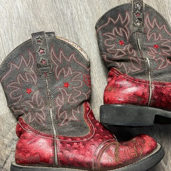 Ariat Red and Gray Cowboy Boots