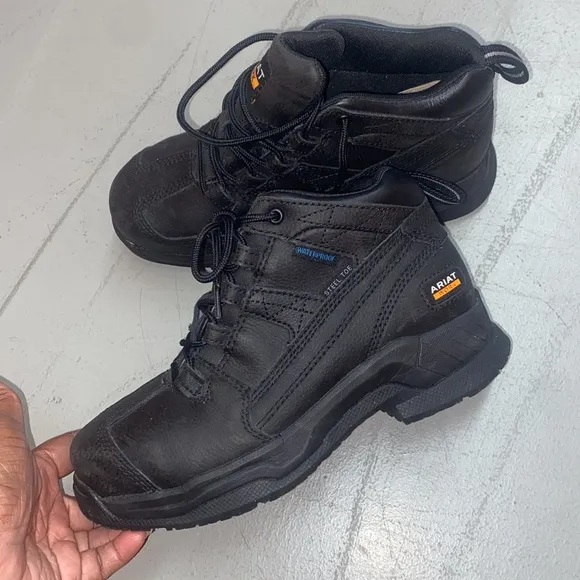 Ariat Work steel toe waterproof Black Boots men’s 7.5 great condition