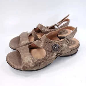 Artisan Leather Casual Button Sandal Womens Size 7 26068353 Bronze Brown