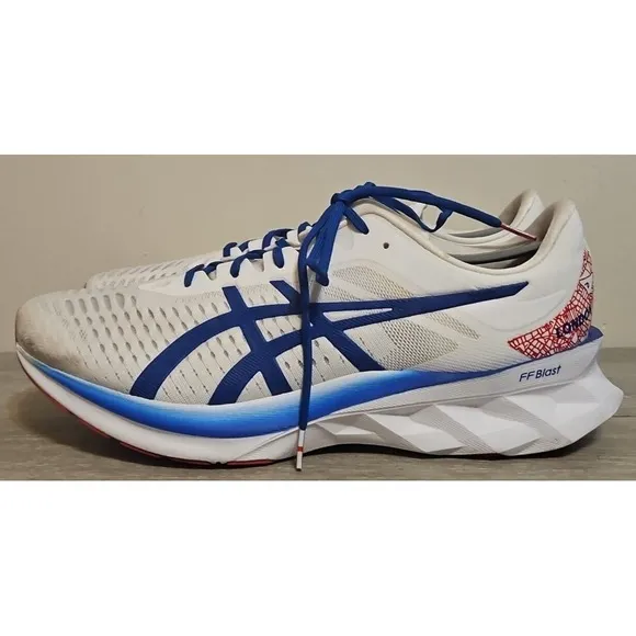 Asics Novablast Mens Size 13 Blue White London Running Sneakers Shoes 1011B119