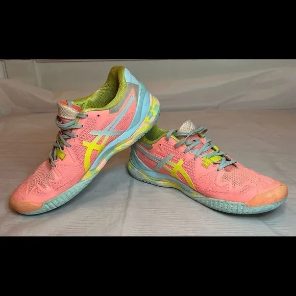 Asics Women’s Gel-Resolution Sneakers Coral/Sour Yuzu Colorful Sneakers Sz 9.5