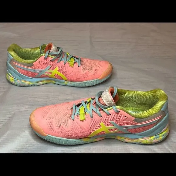 Asics Women’s Gel-Resolution Sneakers Coral/Sour Yuzu Colorful Sneakers Sz 9.5