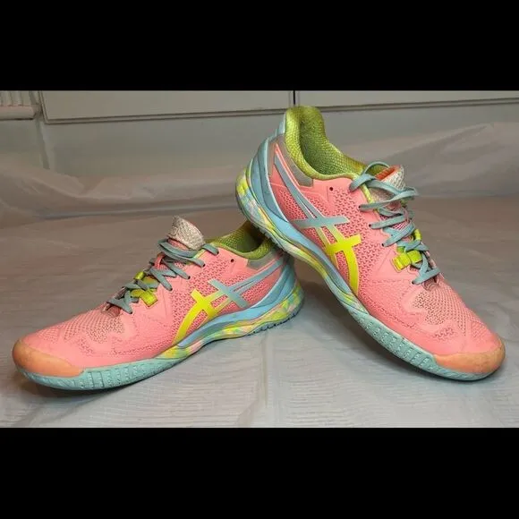 Asics Women’s Gel-Resolution Sneakers Coral/Sour Yuzu Colorful Sneakers Sz 9.5