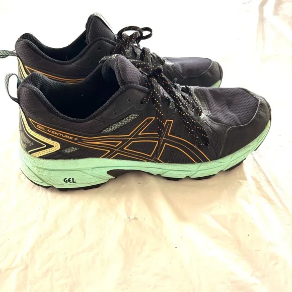 Asics Women's GEL-VENTURE 7 Trail Running Shoes black turquoise SZ 10 Worn 1X