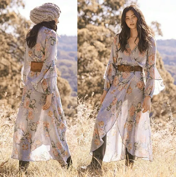 Auguste delilah poet wrap maxi dress duck S 8 rare