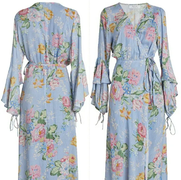 Auguste delilah poet wrap maxi dress duck S 8 rare