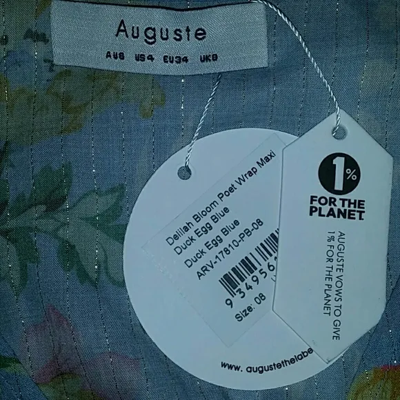Auguste delilah poet wrap maxi dress duck S 8 rare