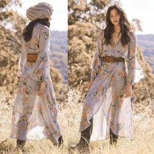 Auguste delilah poet wrap maxi dress duck S 8 rare