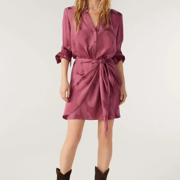 ba&amp;sh BASH Mini Silk Shirt Dress (NWOT) Size 1 (Small)