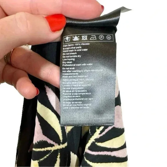 ba&amp;sh Crissy Leaf Print Wrap Midi Dress in Black Sz:1/Small