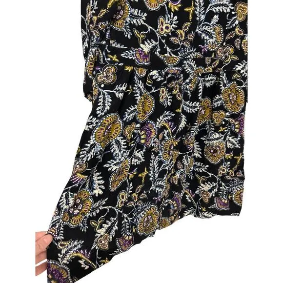 ba&amp;sh NWT Volver Floral Noir Black Babydoll Mini Dress Size Large US 8