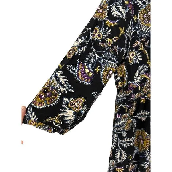ba&amp;sh NWT Volver Floral Noir Black Babydoll Mini Dress Size Large US 8