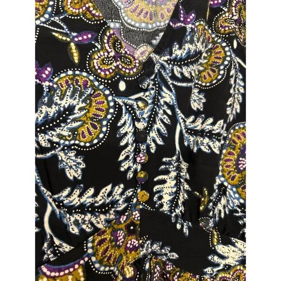 ba&amp;sh NWT Volver Floral Noir Black Babydoll Mini Dress Size Large US 8