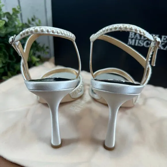 Badgley Mischka Women's Brynlee Satin Bejeweled Strappy Sandals Heels Size 9.5